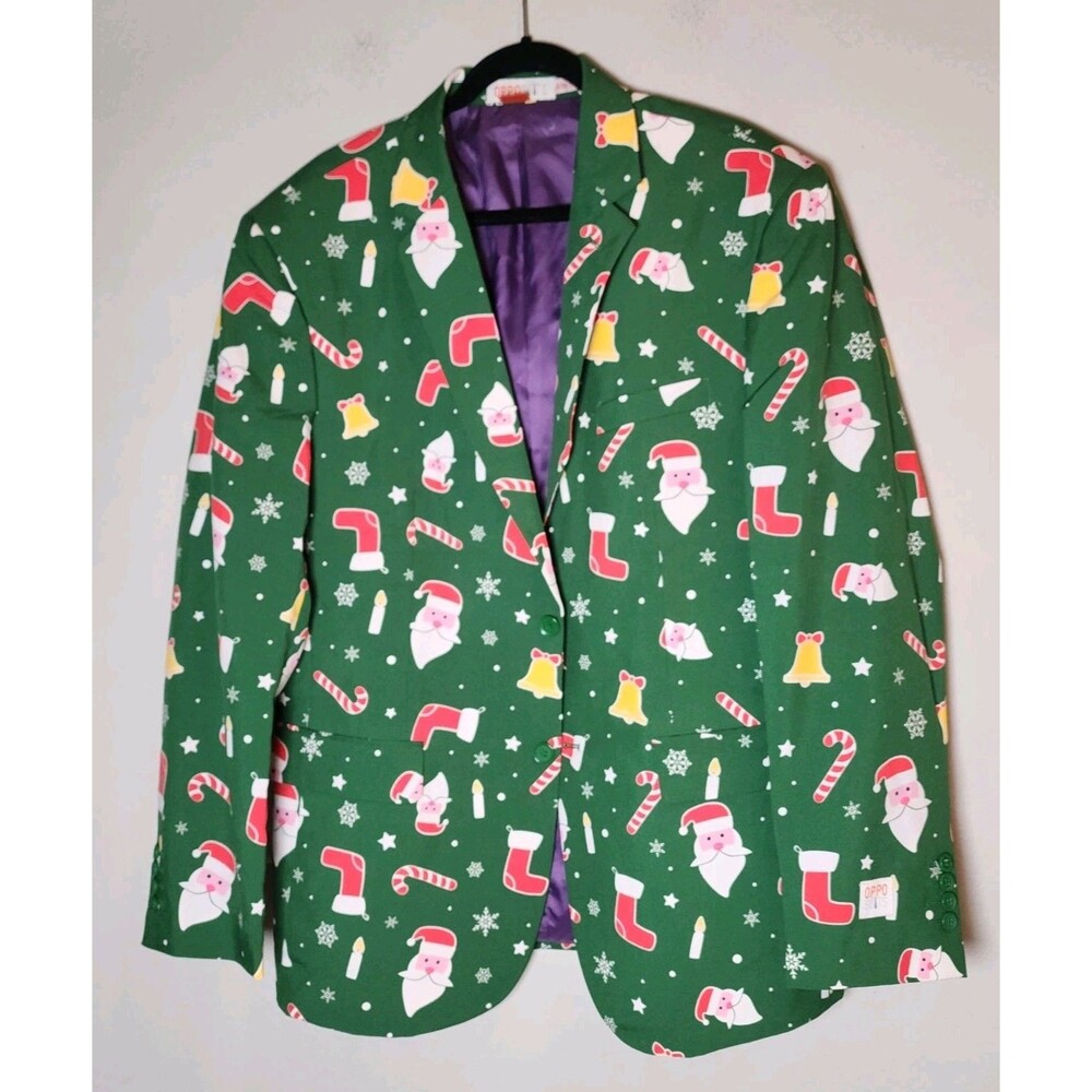Opposuits Christmas Holiday Fun Suit Men's Jacket Green Size 46 NWOT